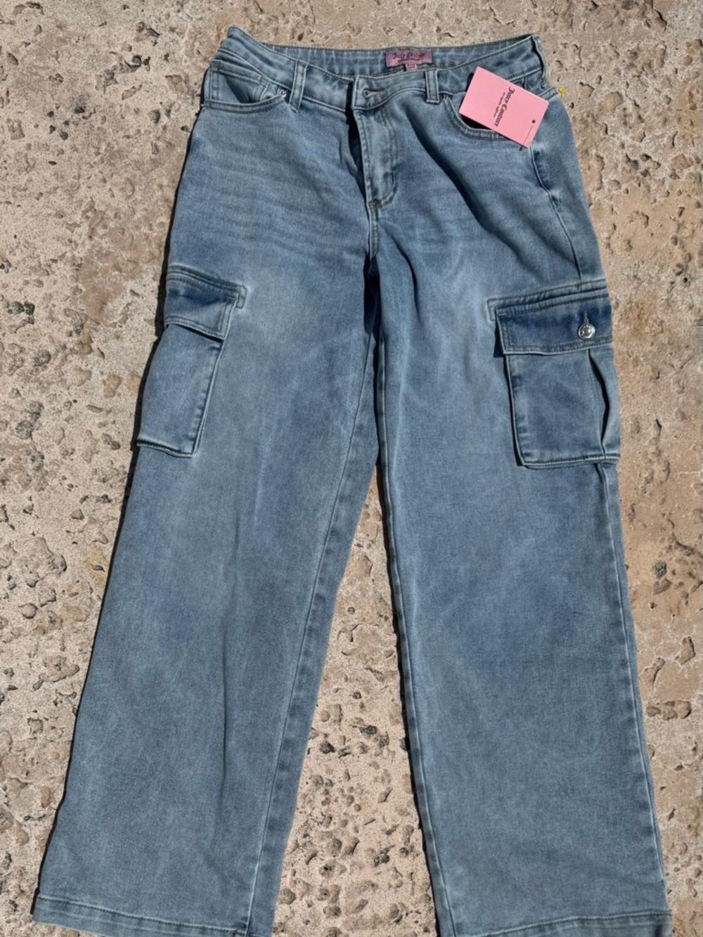 Juicy Couture Abbott Wide Leg Cargo Jeans - Light Blue